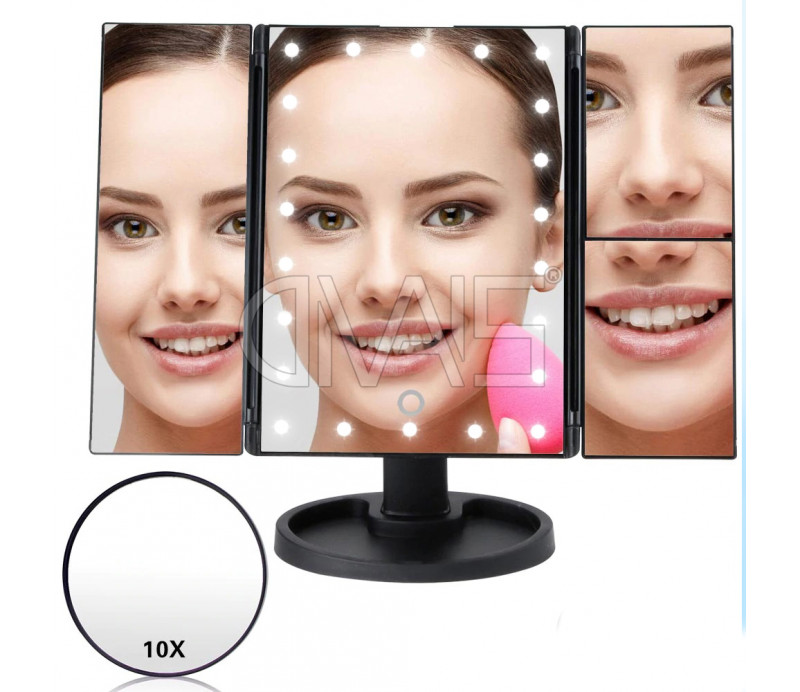 Specchio Richiudibile con zoom e 22 LED makeup