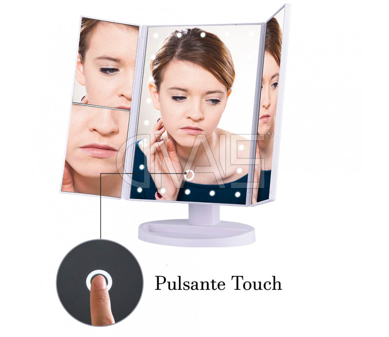 Specchio Richiudibile con zoom e 22 LED makeup