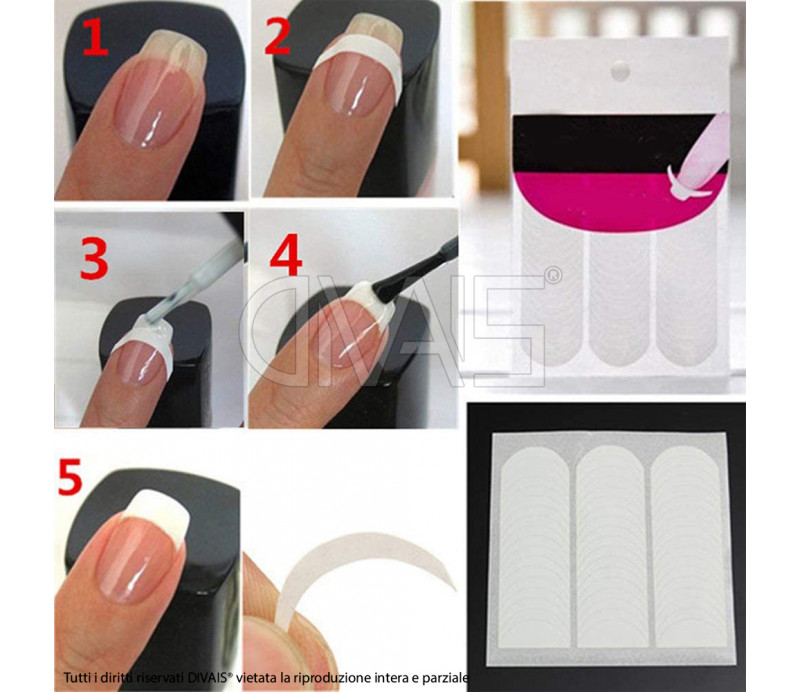 Stencil nastro adesivo per french manicure 50pz