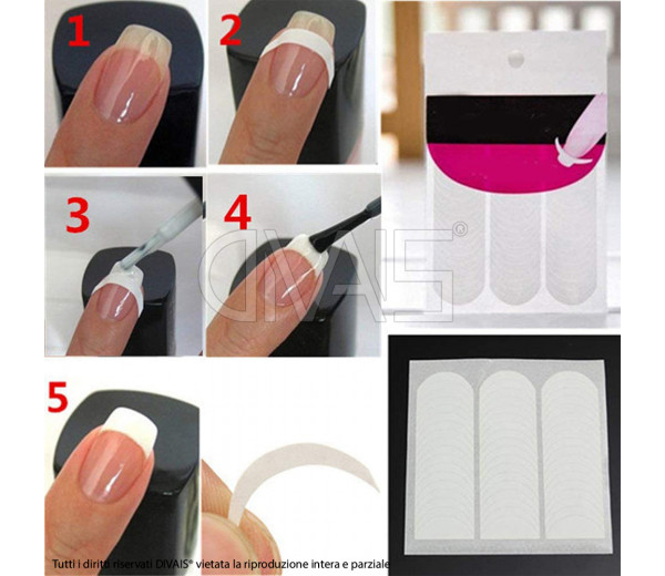 Stencil nastro adesivo per french manicure 50pz