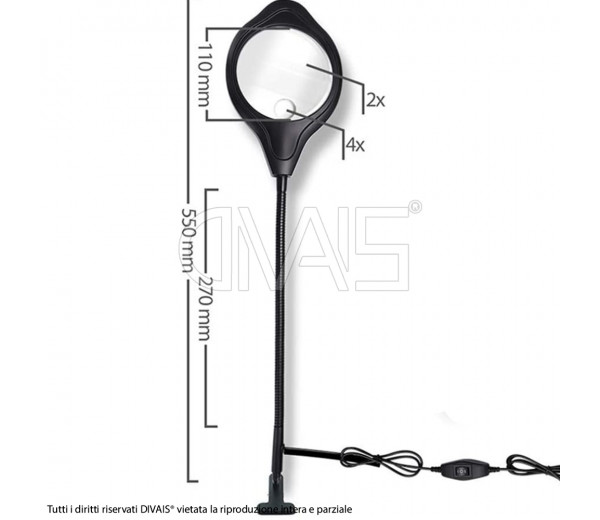 Lampada led con lente di ingrandimento