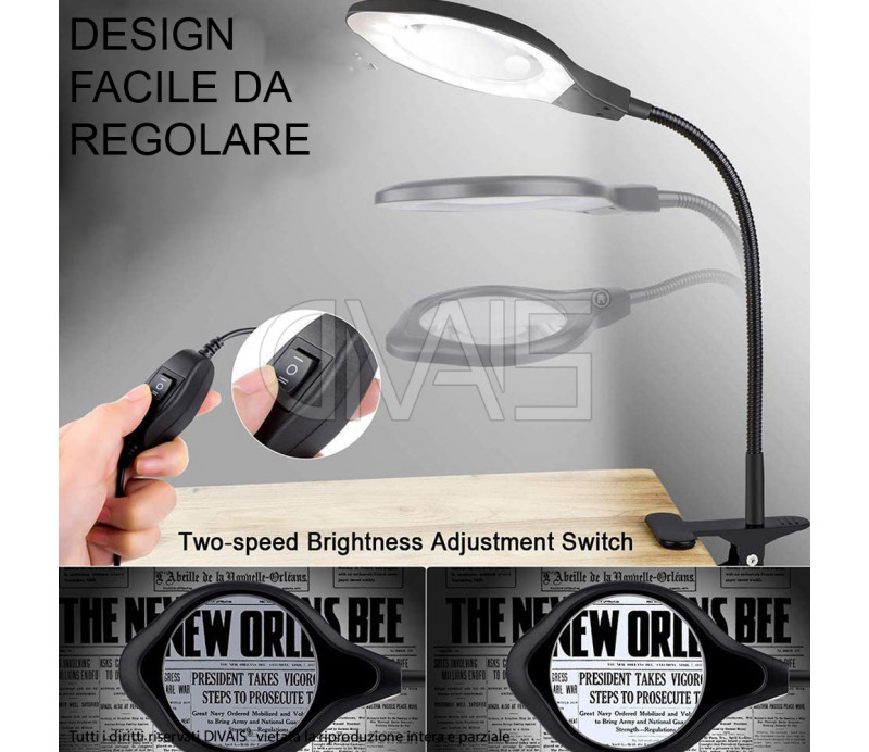 Lampada led con lente di ingrandimento
