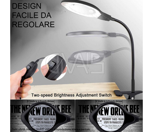 Lampada led con lente di ingrandimento