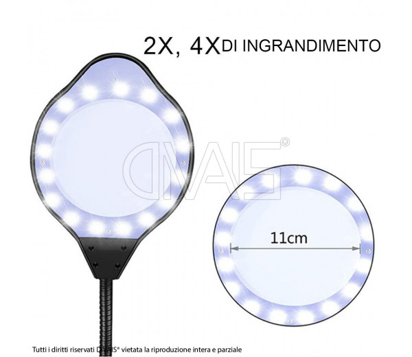 Lampada led con lente di ingrandimento
