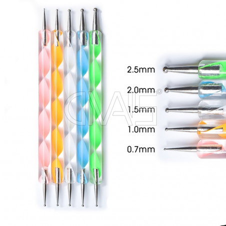 5 Pennelli unghie punta rigida DOT NAIL