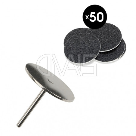 Punta Fresa a Disco 35mm e 50 Dischi Abrasivi Adesivi Grana Dura